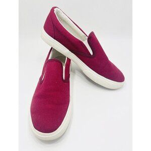 Womens Slip-on Shoes Sz 7 Burgundy Canvas Red White Nature Breeze Hallie-01
